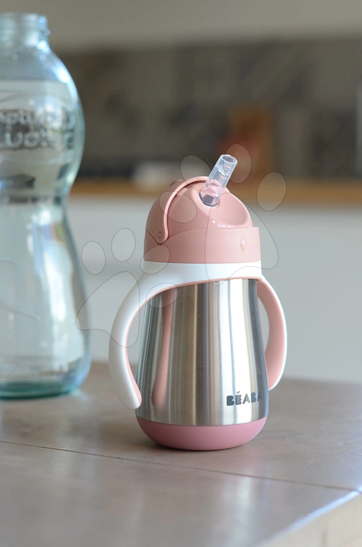 Flasche Bidon Mit Doppelwänden Stainless Steel Straw Cup Beaba Old Pink 250ml Rosa Aus Edelstahl Ab 8 Monaten – Bild 5
