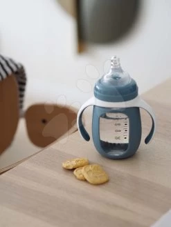 Bidon Flasche Zum Trinken Lernen 2in1 Learning Bottle 210ml Blue Beaba Mit Blauer Silikonhülle Ab 4 Monaten (obal, Silikonový)