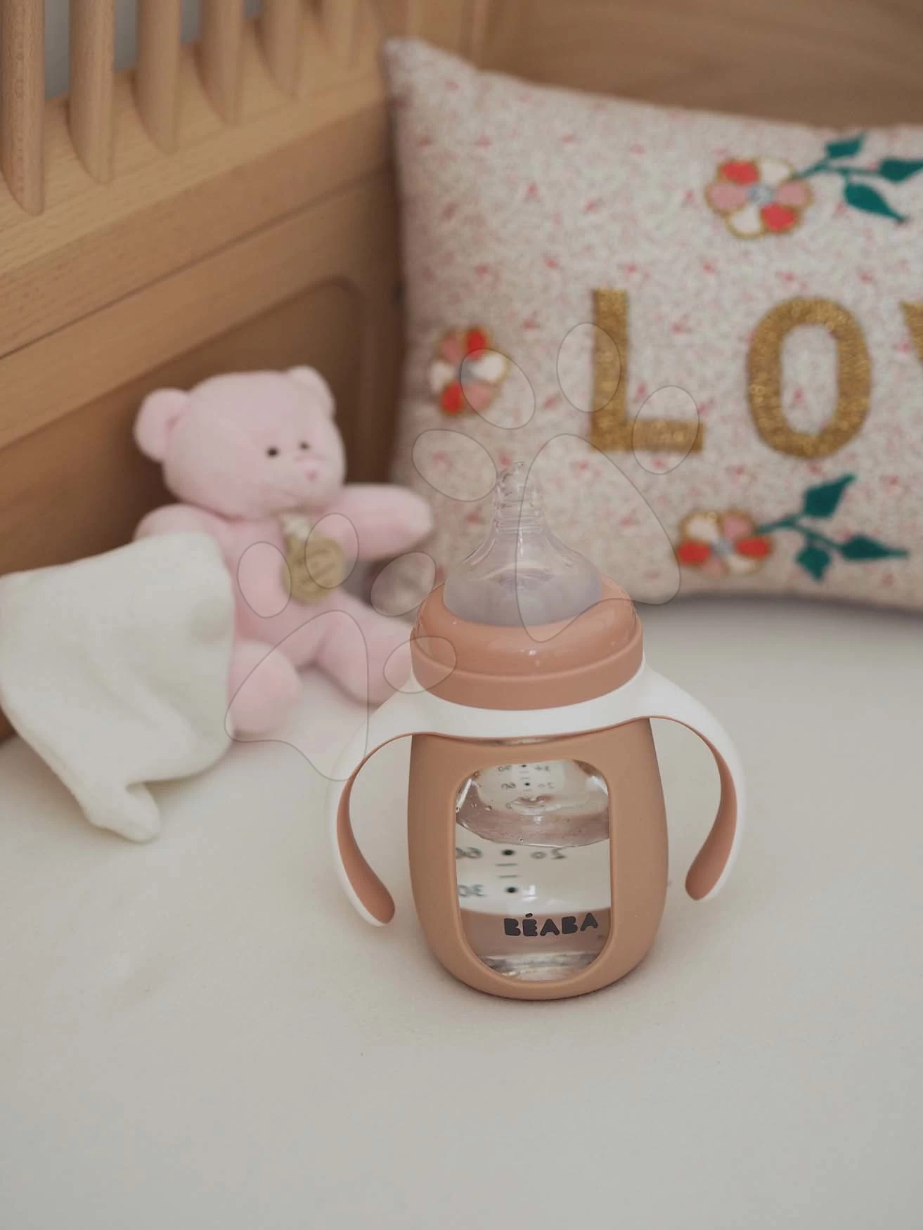 Bidon Flasche Zum Trinken Lernen 2in1 Learning Bottle 210ml Pink Beaba Mit Pinker Silikonhülle Ab 4 Monaten
