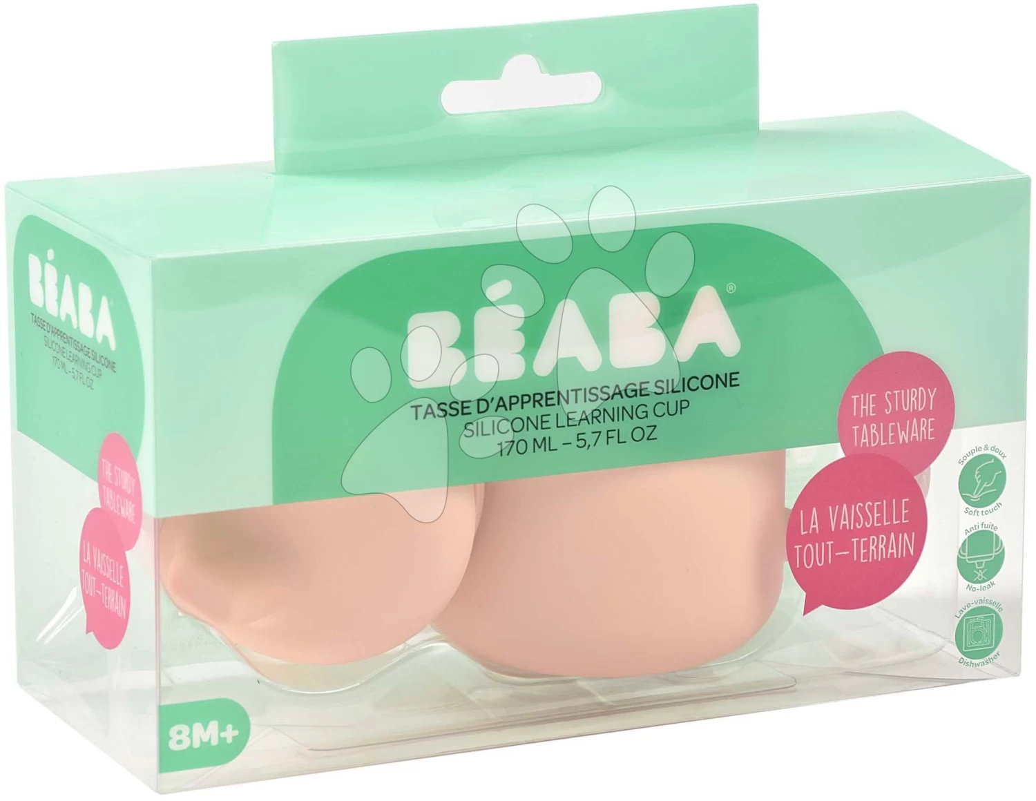 Becher Für Babys Silicone Learning Cup Pink Beaba Mit Deckel, Zum Trinkenlernen Ab 8 Monaten Rosa – Bild 7