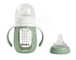 Bidon Flasche Zum Trinken Lernen 2in1 Training Bottle Beaba Sage Green 210 Ml Mit Silikonhülle Grün Ab 4 Monaten BE913537