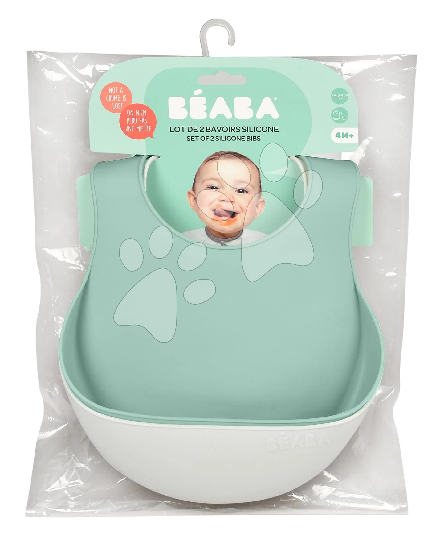 Lätzchen Für Kinder Silicone Bib Beaba Light Mist & Sage Green Aus Weichem Silikon Und Knöpfen 2 Stück Ab 4 Monaten BE913542 – Bild 4