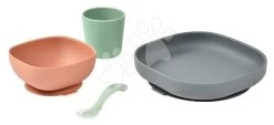 Esszimmer-Sets Silicone Meal Set Beaba Silikon-Mineral 4-teilig Grau-orange-grün Ab 4 Monaten BE913543