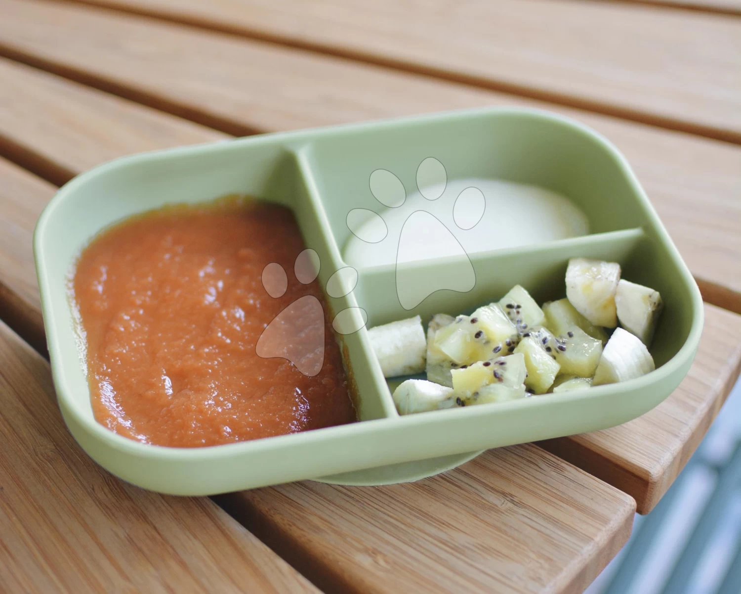 Teller Für Babys Silicone Suction Plate Beaba Sage Green Aus Silikon Geteilt Grün Ab 4 Monaten BE913549 – Bild 2