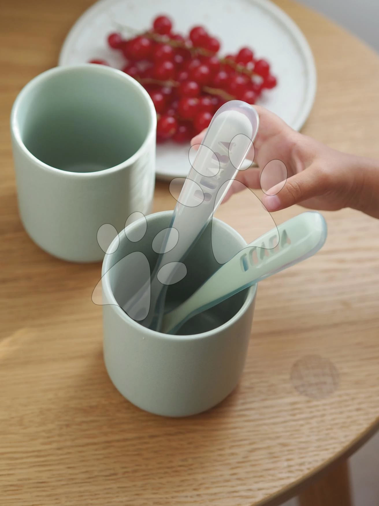 Ergonomische Löffel 1st Age Silicone Spoons Beaba Grey & Sage Aus Silikon Für Selbstständiges Essen 2 Stück Ab 4 Monaten BE913552 – Bild 2