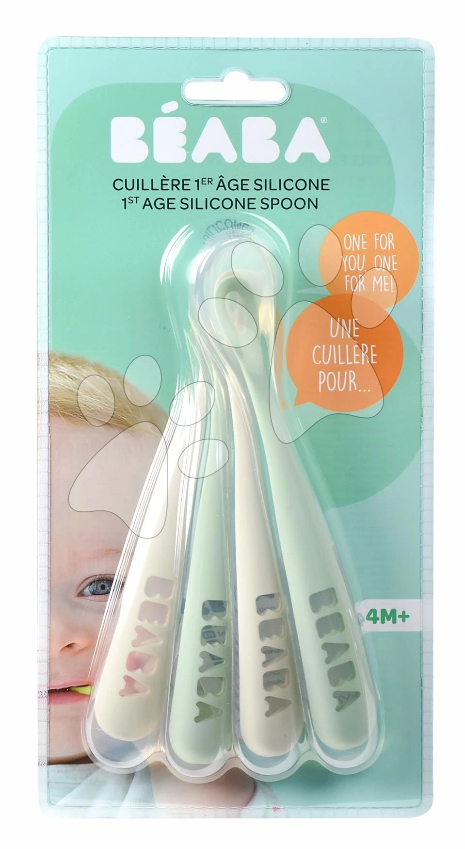 Ergonomische Löffel 1st Age Silicone Spoons Beaba Grey & Sage Aus Silikon Für Selbstständiges Essen 4 Stück Ab 4 Monaten BE913553