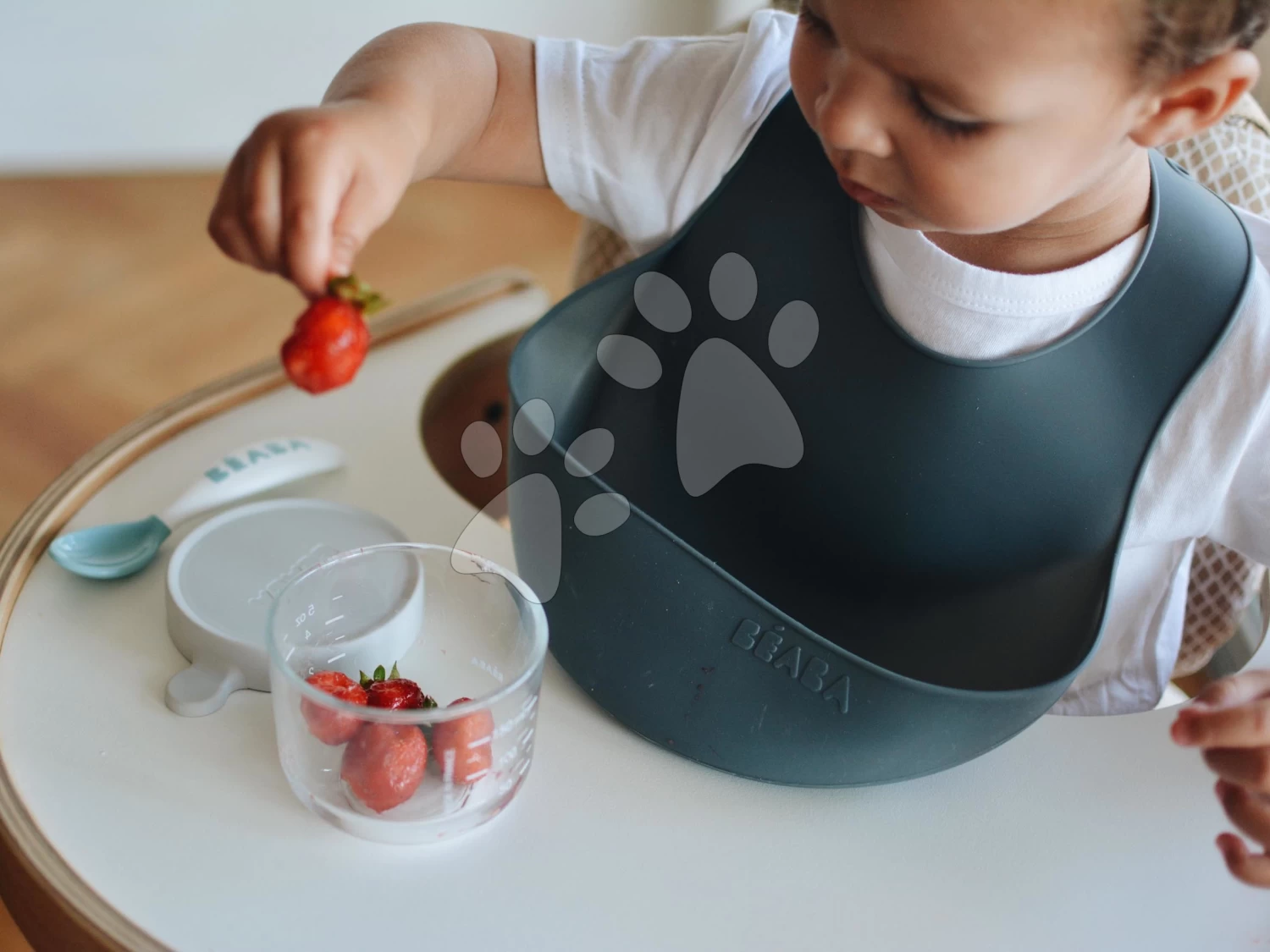 Lätzchen Für Kinder Silicone Bib Beaba Light Mist & Sage Green Aus Weichem Silikon Und Knöpfen 2 Stück Ab 4 Monaten BE913542 – Bild 3