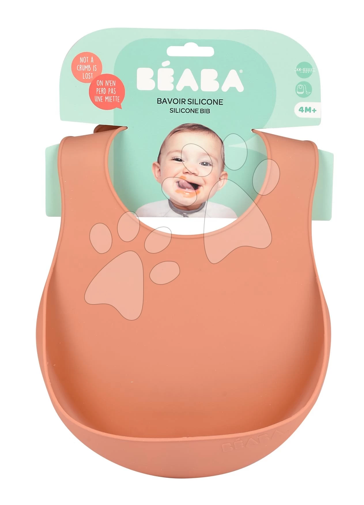 Lätzchen Für Kinder Silicone Bib Beaba Terracotta Aus Weichem Silikon Und Knöpfen, Orange Ab 4 Monaten BE913559 – Bild 3