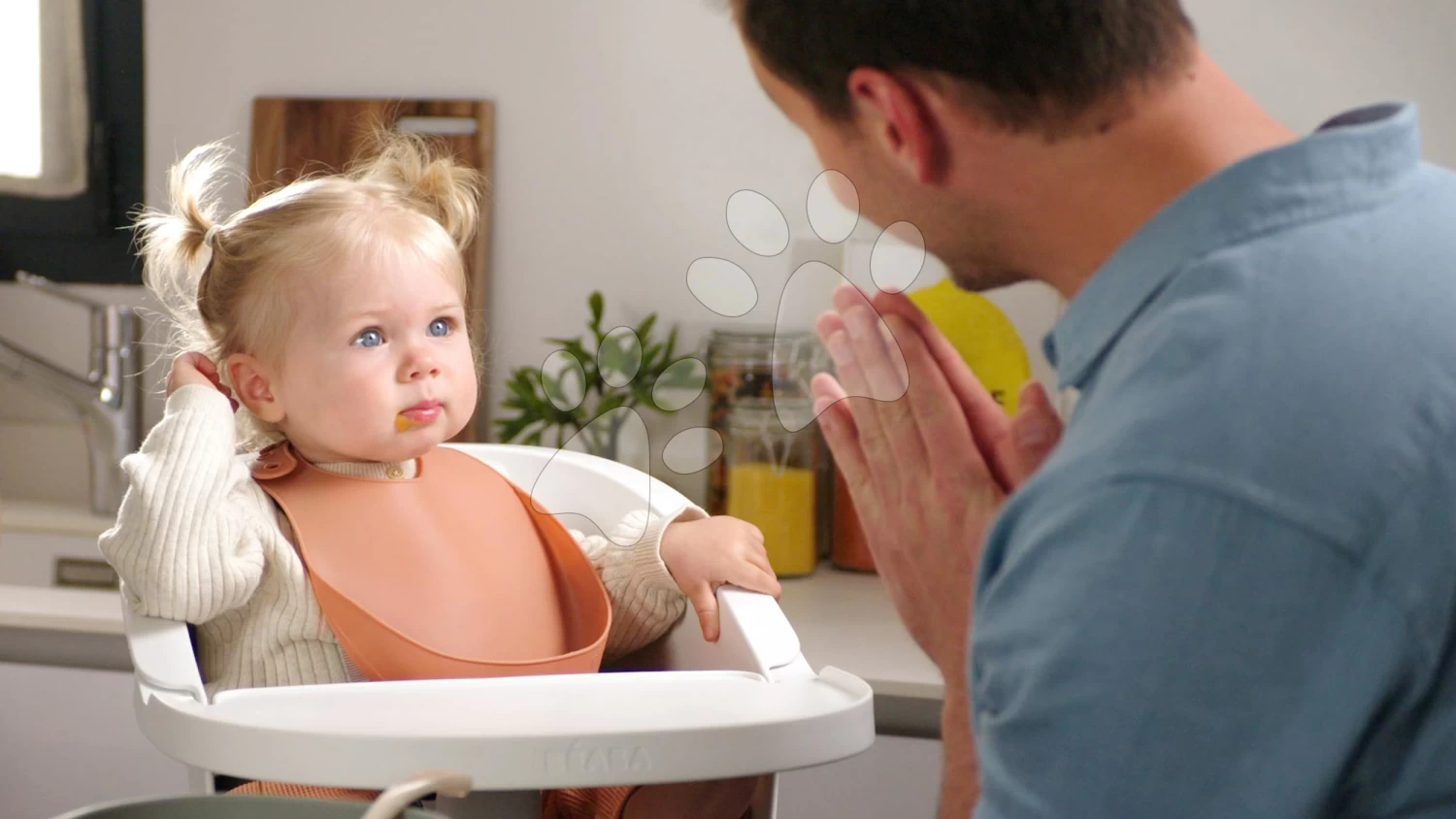 Lätzchen Für Kinder Silicone Bib Beaba Terracotta Aus Weichem Silikon Und Knöpfen, Orange Ab 4 Monaten BE913559
