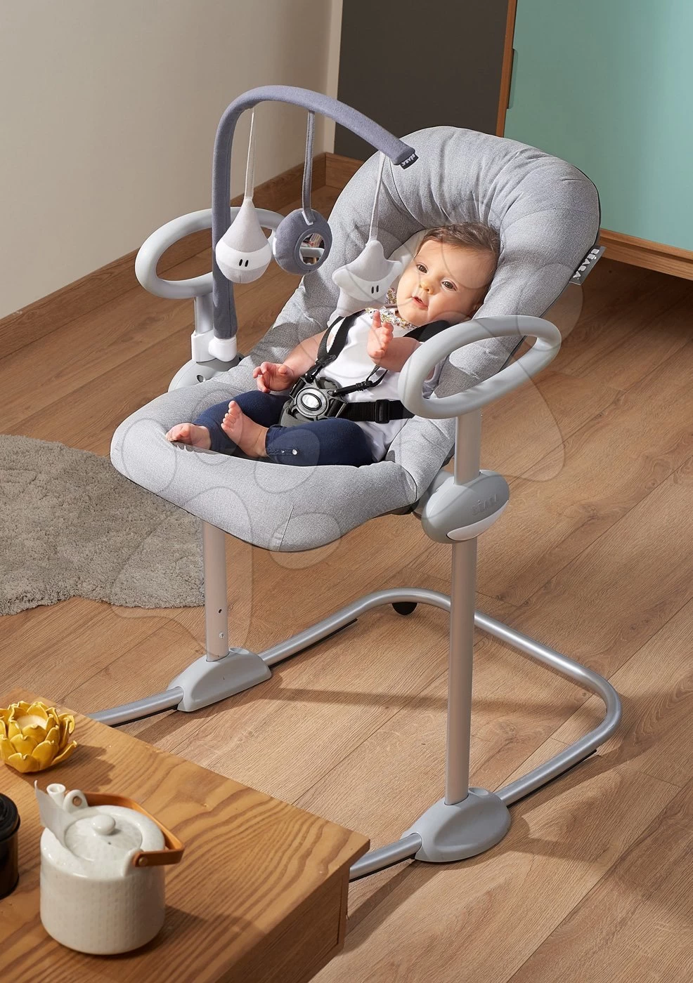 Einstellbare Liege Up & Down Bouncer III Heather Grey Beaba 4 Höhen Und 3 Positionen Ab 0 Monaten – Bild 8