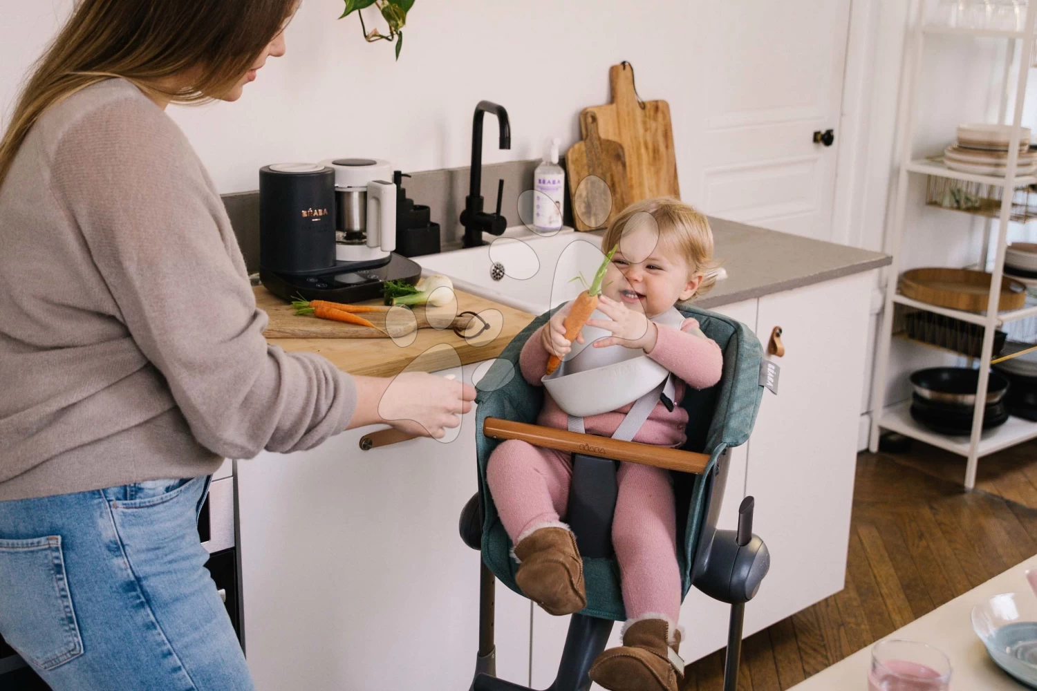 Textileinlage Beaba Up & Down Laurierzum Holz Esszimmerstuhl Grün Ab 6 Monaten BE915041 – Bild 4