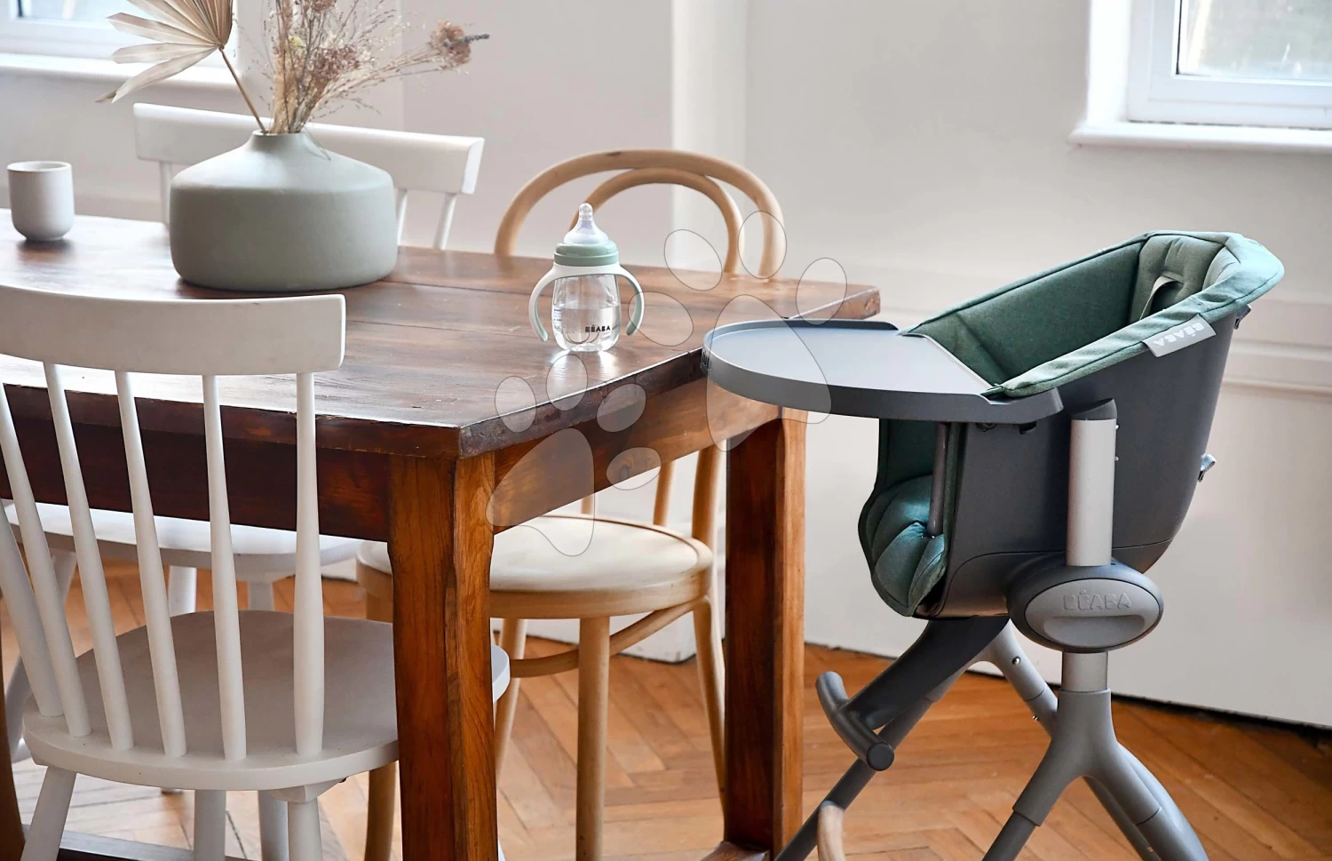Textileinlage Beaba Up & Down Laurierzum Holz Esszimmerstuhl Grün Ab 6 Monaten BE915041 – Bild 9