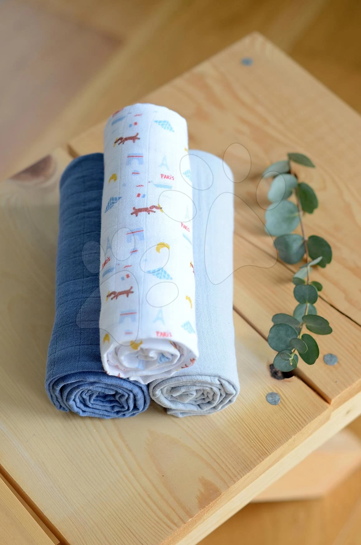 Baumwoll-Musselin-Windel Beaba Textilwindeln Paris 3er-Set 70*70 Cm Von 0 Monaten Blau – Bild 2