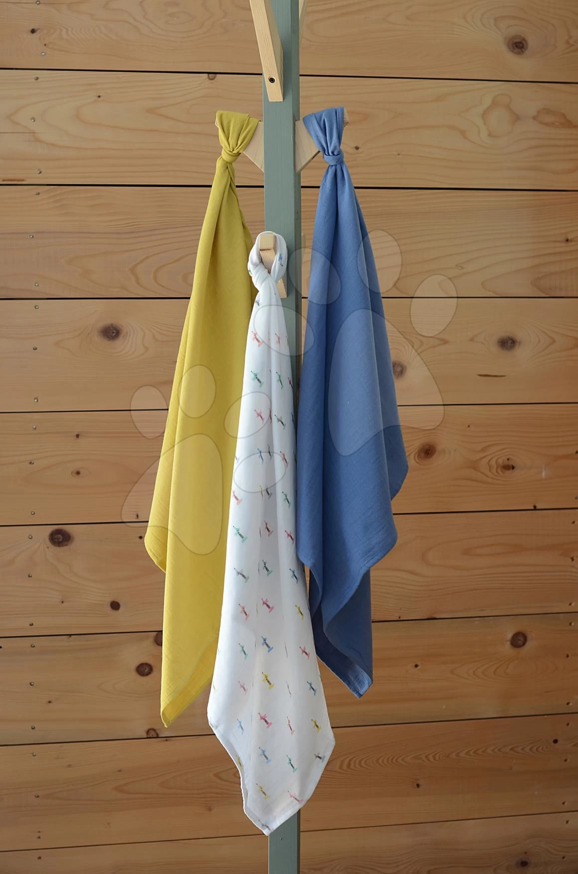 Baumwoll-Musselin-Windel Beaba Textilwindeln Teckel 3er Set 70*70 Cm Ab 0 Monaten Blau-beige – Bild 3