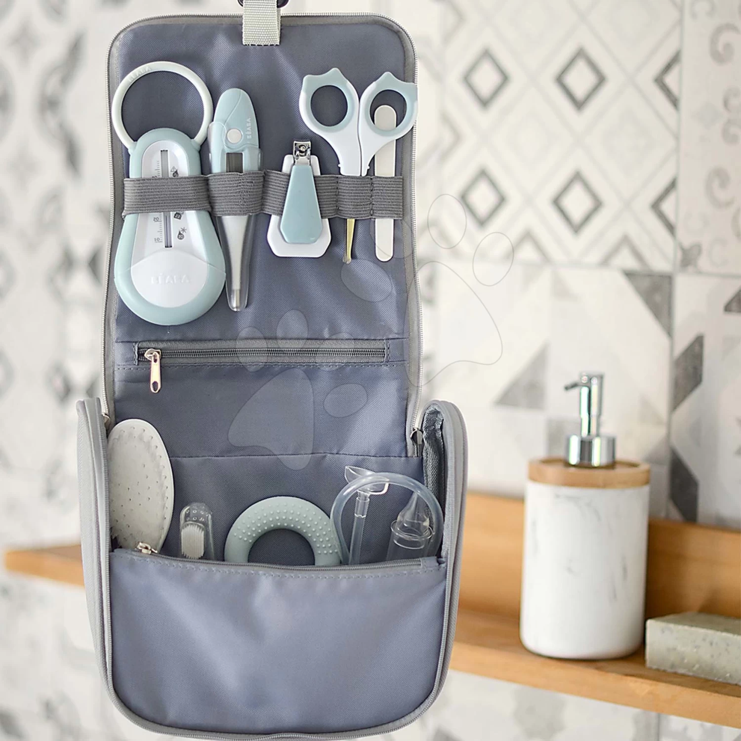 Babypflegeprodukte Hanging Toiletry Pouch Beaba In Hängetasche Mit 9 Zubehör Grün-blau – Bild 6