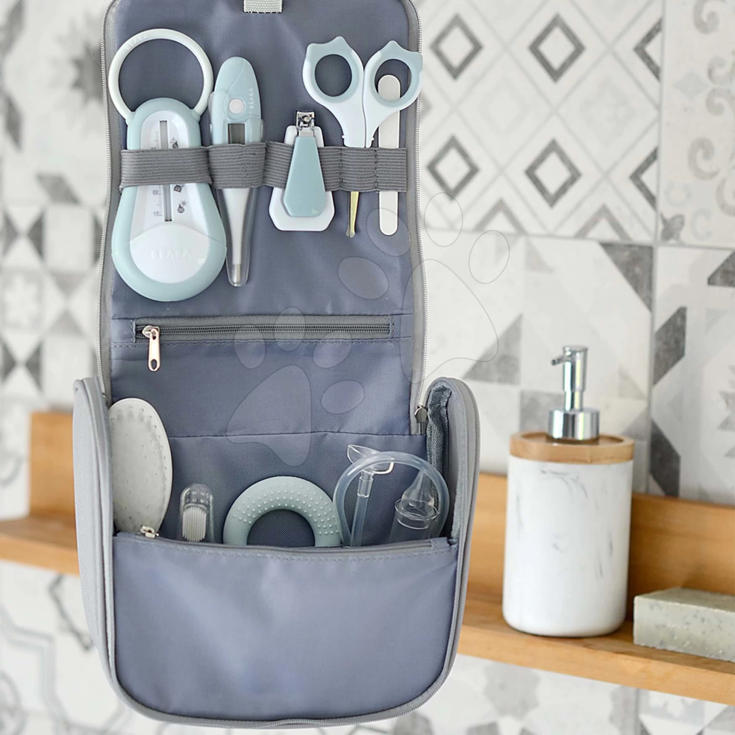 Babypflegeprodukte Hanging Toiletry Pouch Beaba In Hängetasche Mit 9 Zubehör Grün-blau – Bild 2