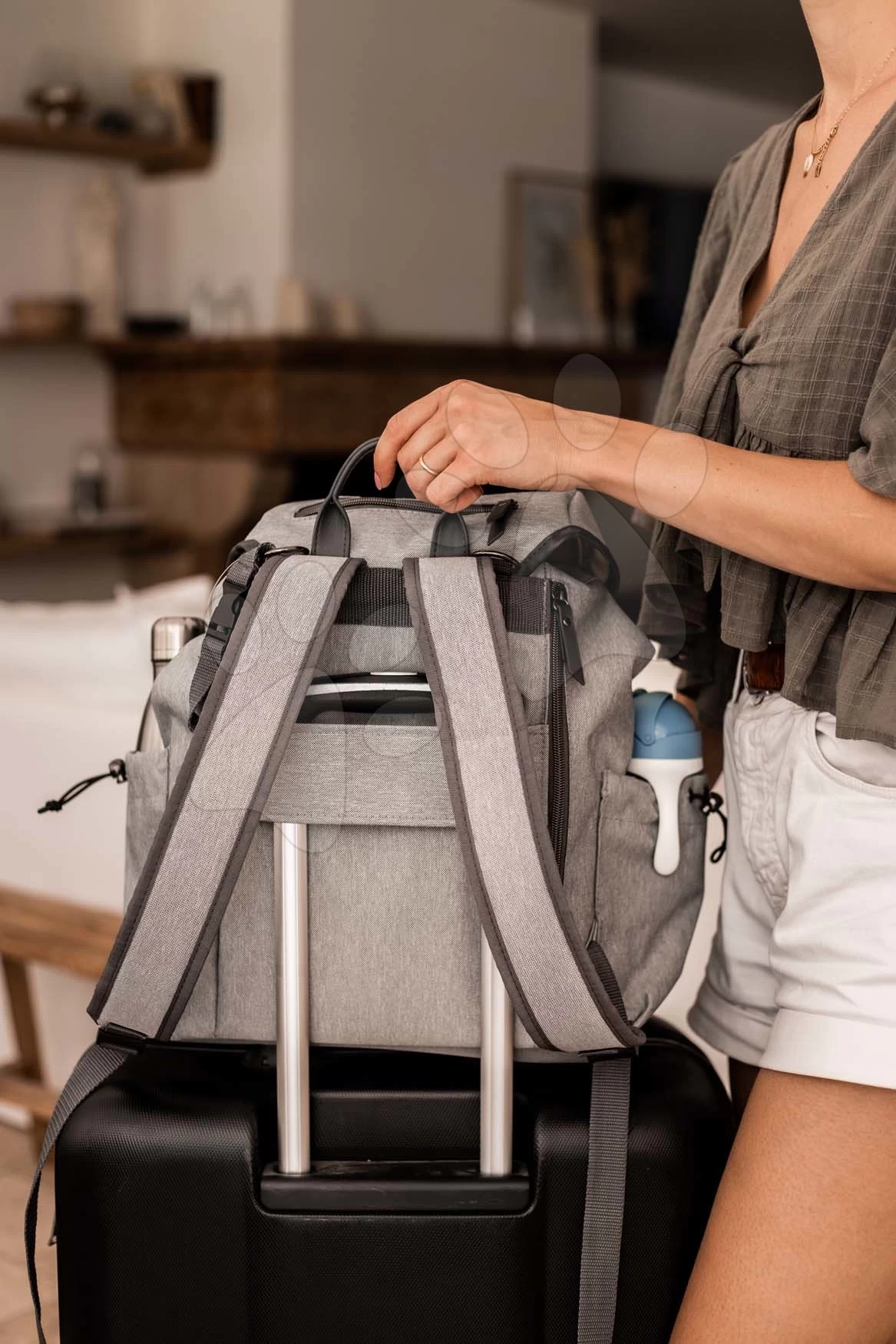 Wickeltasche Als Rucksack Vancouver Backpack Heather Grey Beaba Mit Zubehör 22 L Volumen 42 Cm Hellgrau – Bild 17