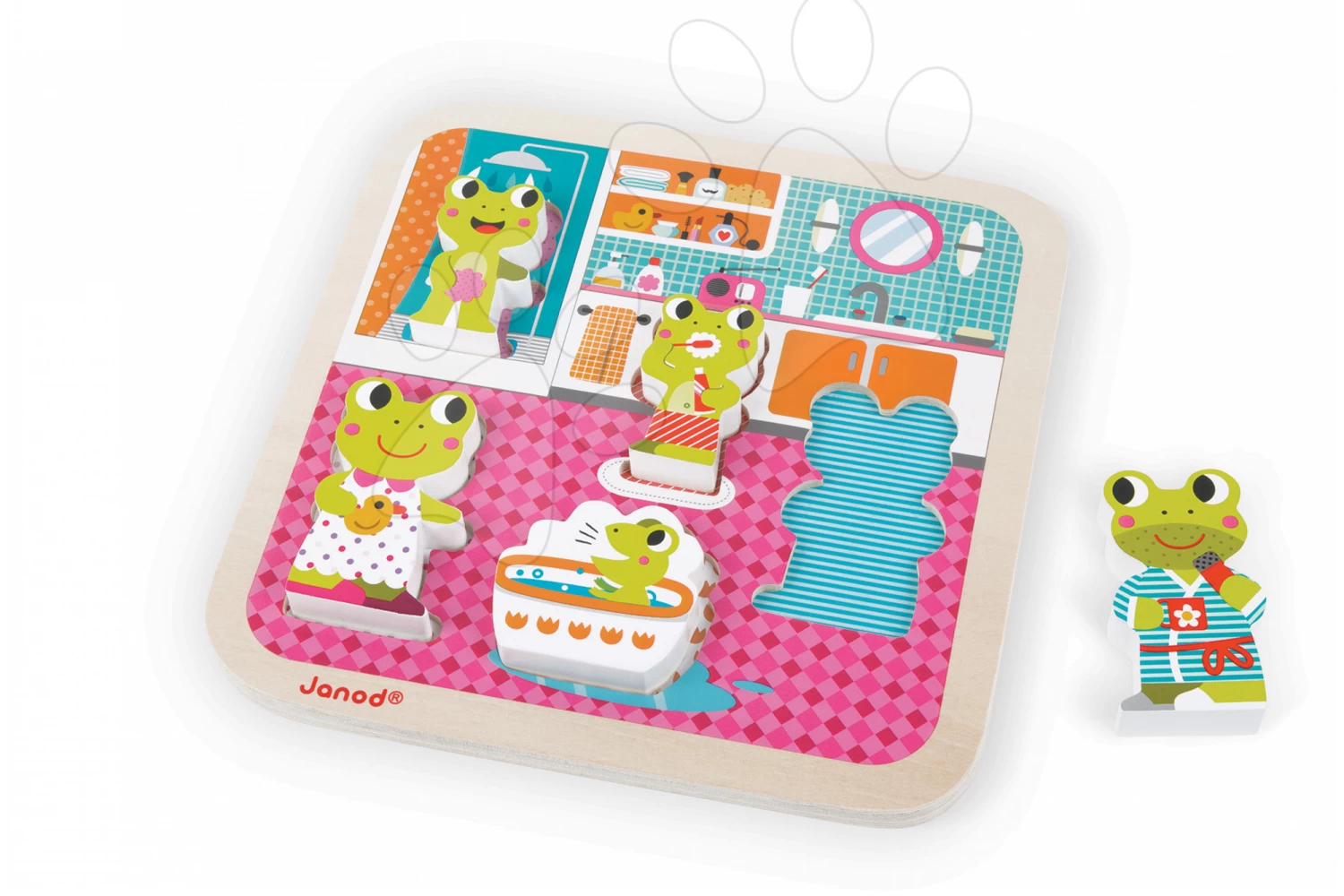 Holzpuzzle Für Die Kleinsten Frösche Im Bad Janod 5 Teile Ab 18 Monaten – Bild 4