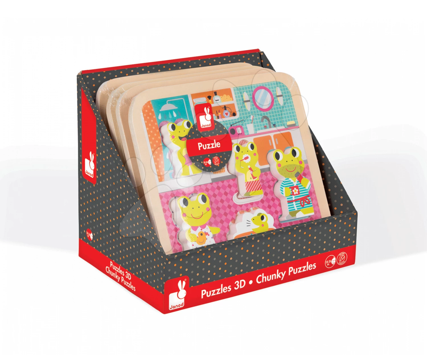 Holzpuzzle Für Die Kleinsten Frösche Im Bad Janod 5 Teile Ab 18 Monaten – Bild 5