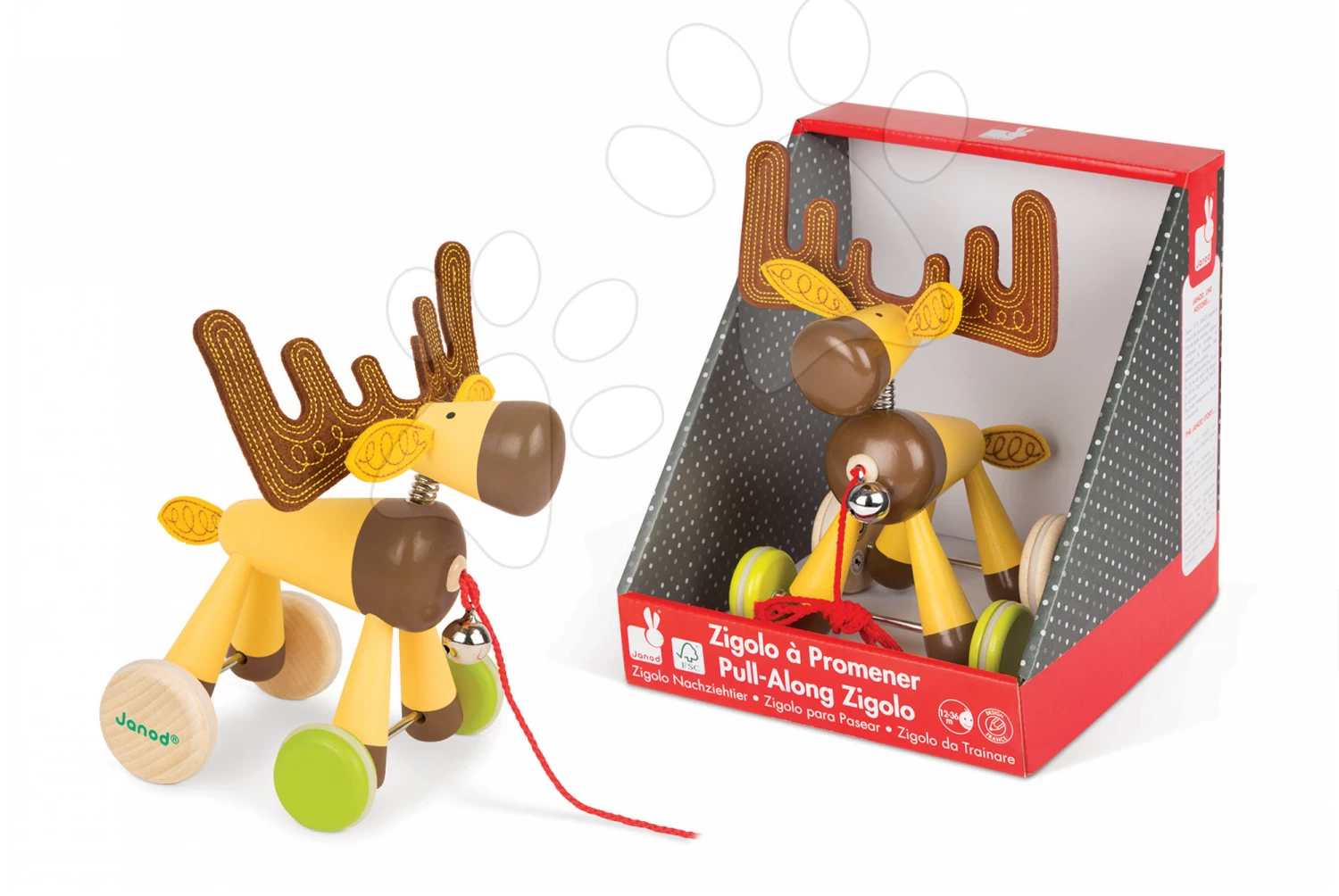 Holzrentier Zigolos Janod Auf Rädern Mit Glocke Ab 12 Monaten – Bild 2