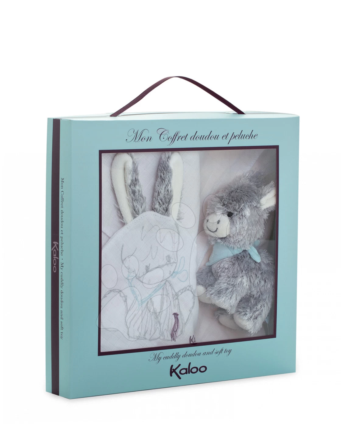 Esel Zum Kuscheln Les Amis Doudou Kaloo Mit Ohren Aus Feinem Weichem Stoff Und Esel Für Die Kleinsten Weiß-grau – Bild 2